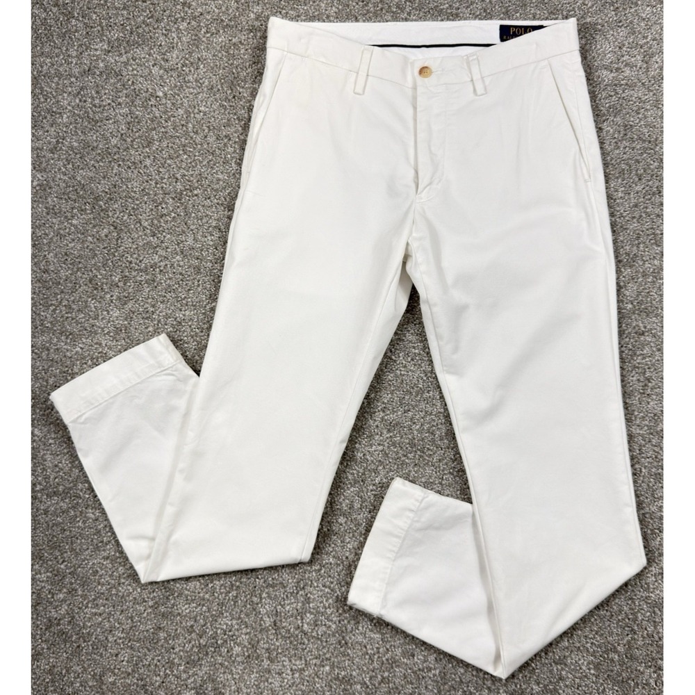 Polo Ralph Lauren Chino Pants Mens 28x30 White Stretch Slim Fit Cotton Khaki